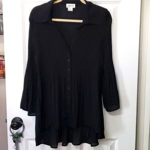 Womens XL black sheer blouse